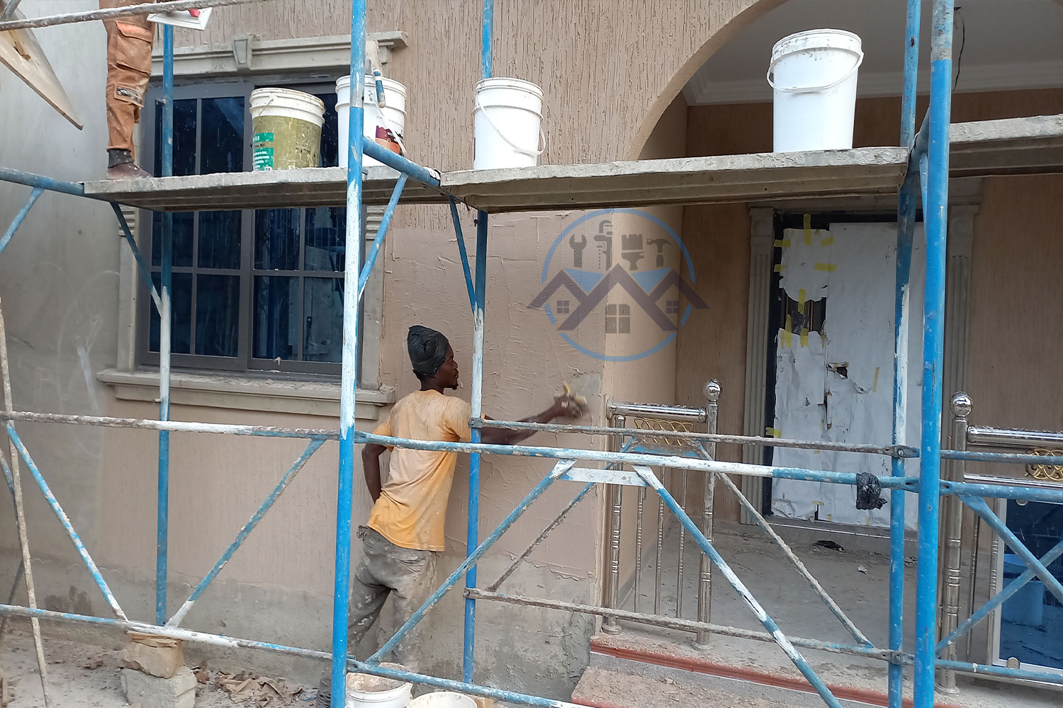 "Professional Graffiato painting service in Ghana – modern textured wall finish by Waterworld Technology Limited"