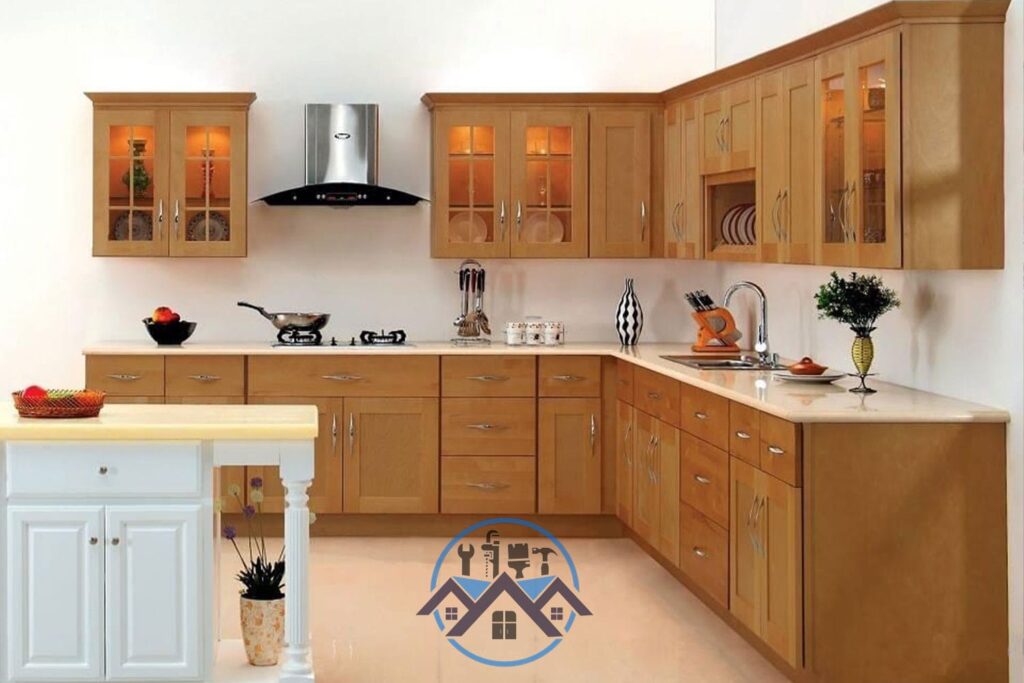 Modern kitchen cabinets in Ghana installed by Waterworld Technology Limited – stylish and durable designs.