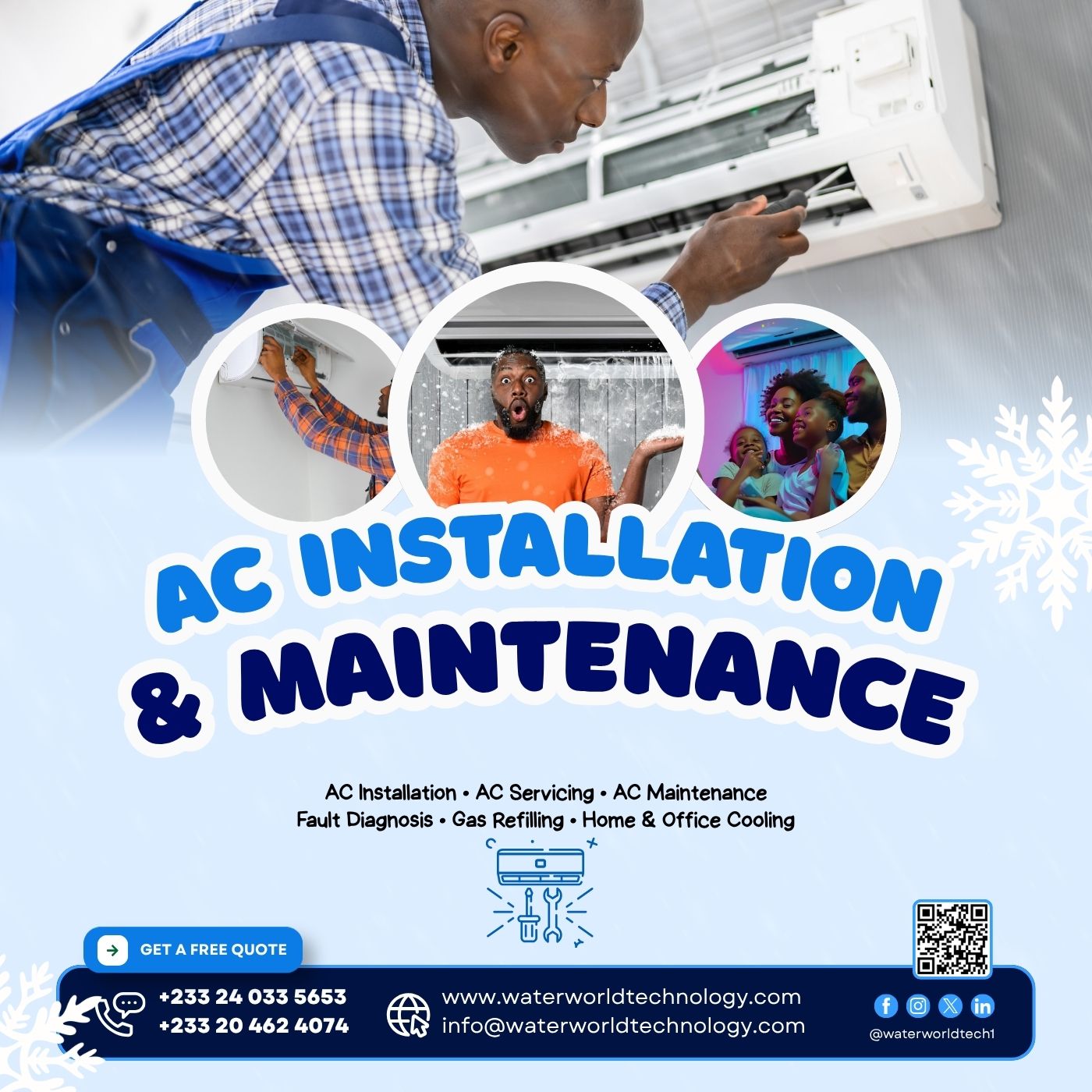Waterworld Technology AC installation and maintenance services in Ghana