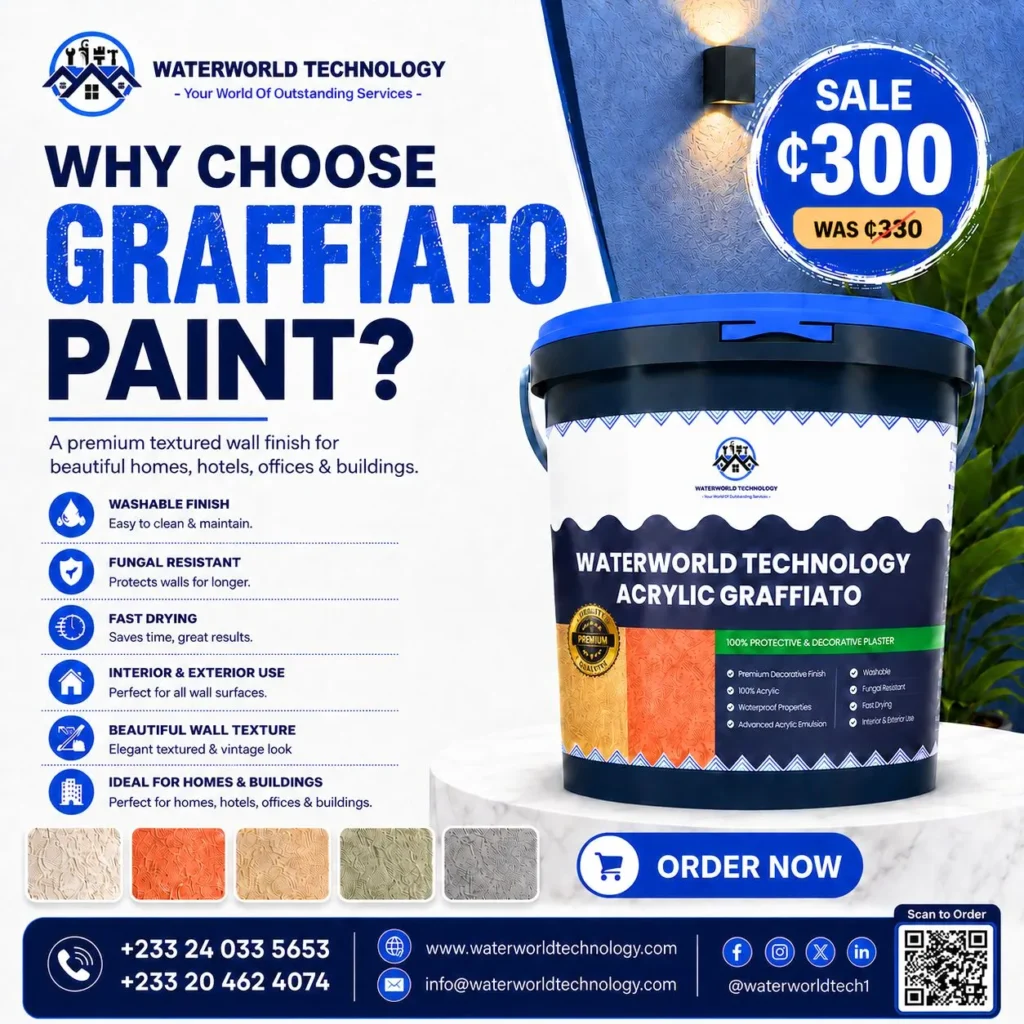 Waterworld Technology Acrylic Graffiato Paint for homes hotels offices and buildings