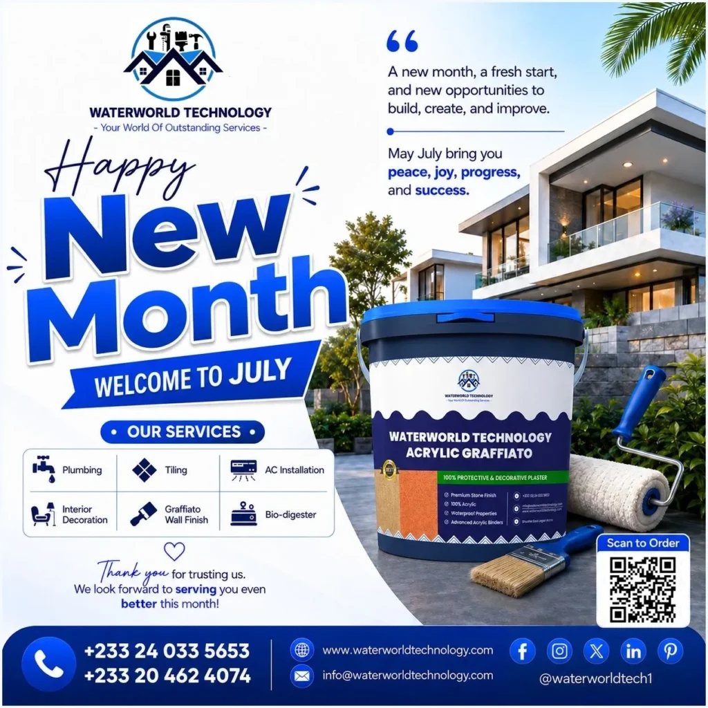 Happy New Month July message from Waterworld Technology