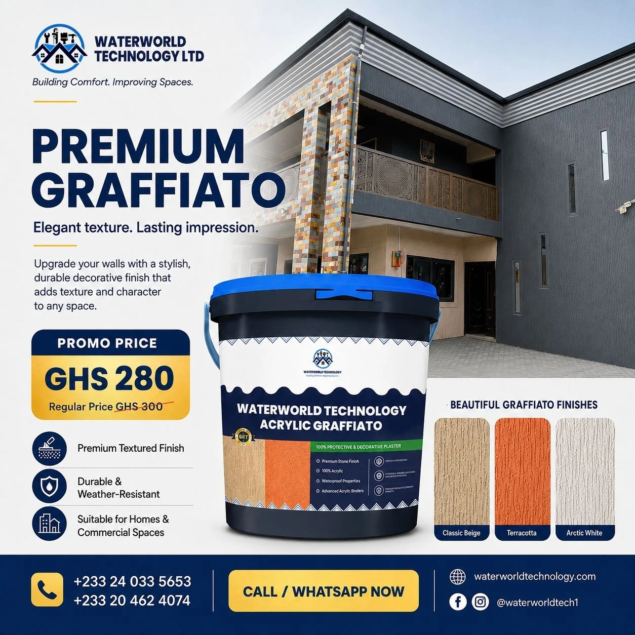 Waterworld Technology Acrylic Graffiato is currently available at GHS 280, reduced from GHS 300.